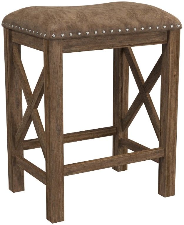 HH2 Home Willow 2-Piece Rustic Antique Walnut Counter Stool Set-1
