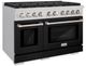 ZLINE 48" Stainless Steel Pro Style Gas Range with Black Matte Door-3