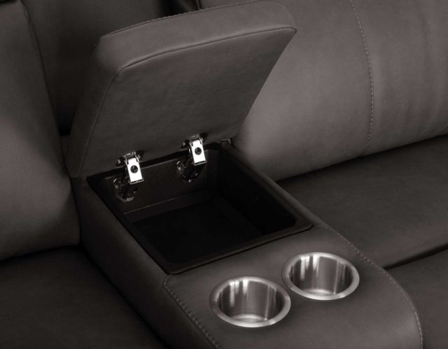 Franklin™ Winston Detroit Smoke Power Reclining Console Loveseat with Power Headrest and Dual Seat Air Massage-3