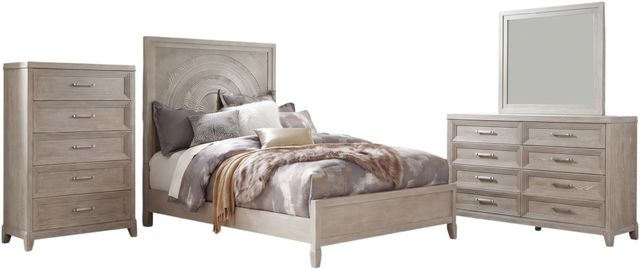 Liberty Furniture Belmar 4-Piece Silver Champagne/Washed Taupe California King Bedroom Set-0