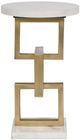 Vanguard® Geo White Spot Table with Antique Brass Column-1