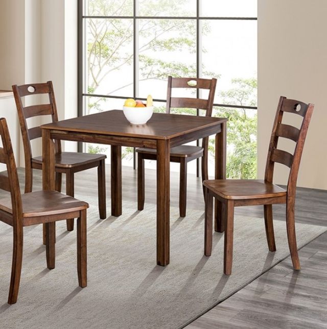 Furniture of America® Lubbock 5-Piece Walnut Dining Table Set-1