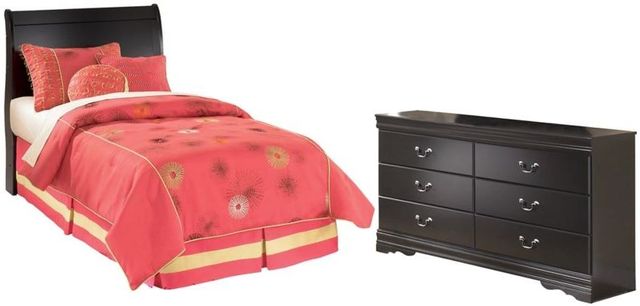 Signature Design by Ashley® Huey Vineyard 2-Piece Black Twin Sleigh Headboard Set