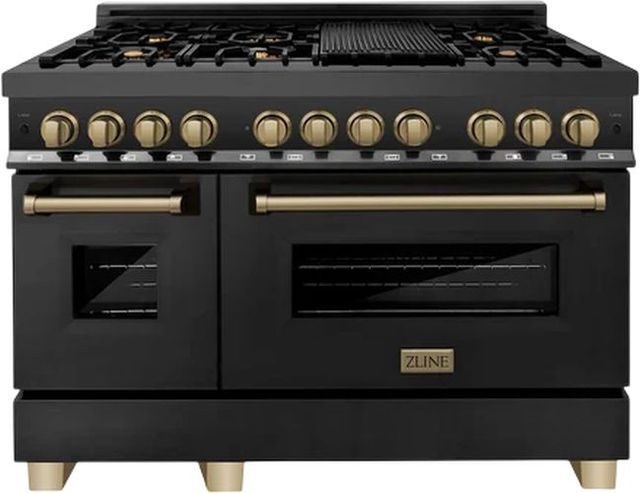 ZLINE Autograph Edition 48" Black Stainless Steel Pro Style Dual Fuel Range-0