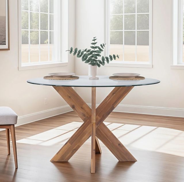 Powell® Auden Glass Top Dining Table with Natural Base-1