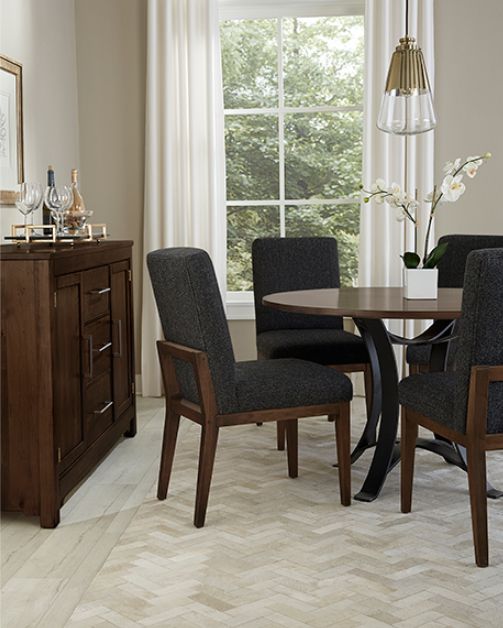 LM Co Home By Vaughan-Bassett Crafted Cherry by Ben & Erin Napier Black/Dark Cherry Upholstered Side Chair-2