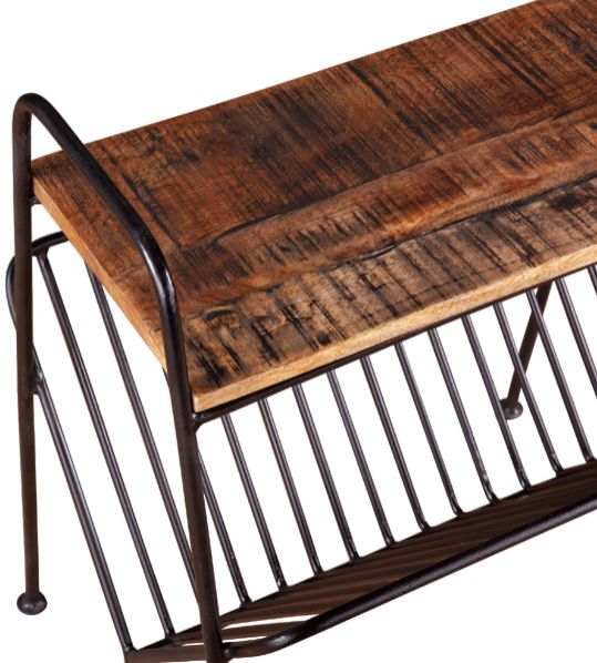 Home Trends & Design Wellington Natural Distressed/Black Magazine Rack-3