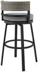 Armen Living Encinitas 2-Piece Black/Dark Gray Aluminum/Rattan Outdoor Counter Stool Set-5