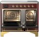 Ilve® Majestic III 40" Burgundy Pro Style Induction Range with Solid Door and Brass Trim-1