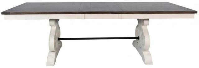 Sunny Designs™ Carriage House Charcoal Gray Trestle Table with Weathered Crème Frame-2
