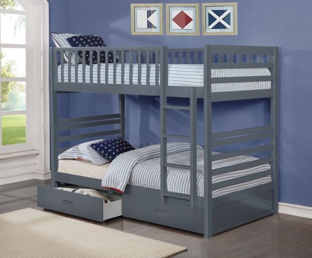 IFDC Gray Youth Single/Single Bunk Storage Bed-1