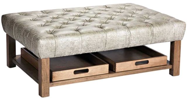 Marshfield Furniture Jonathan Brown/White Non Storage Tufted Ottoman-1