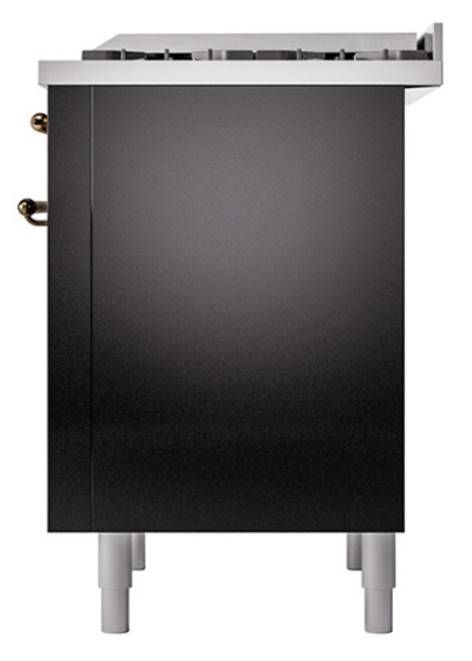 Ilve® Nostalgie II Noblesse 36'' Glossy Black Pro Style Dual Fuel Range with Burnished Trim-3
