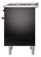 Ilve® Nostalgie II Noblesse 36'' Glossy Black Pro Style Dual Fuel Range with Burnished Trim-3
