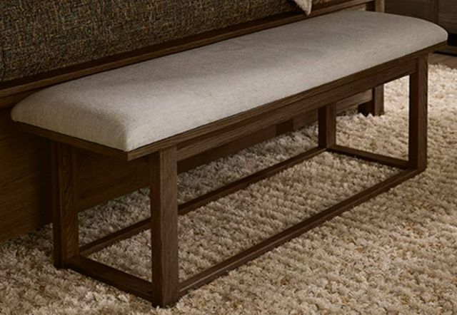 Vaughan-Bassett Lodge & Loft Dark Oak/Ivory Cream Upholstered Bench-0