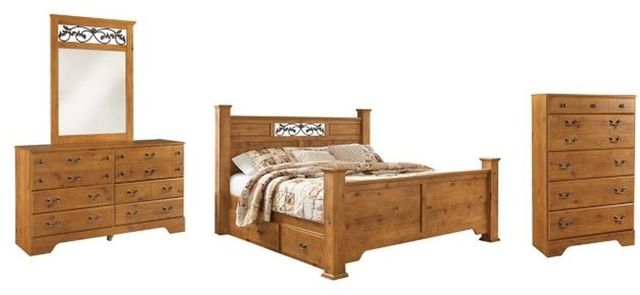 Signature Design by Ashley® Bittersweet 4-Piece Light Brown King Poster Bed Set-0