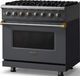 Viking® 5 Series 36" Cast Black Pro Style Dual Fuel (NG) Range with Brushed Brass Trim-3
