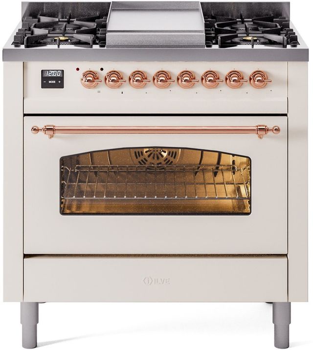 Ilve® Nostalgie II Series 36" Antique White Pro Style Dual Fuel Range-0