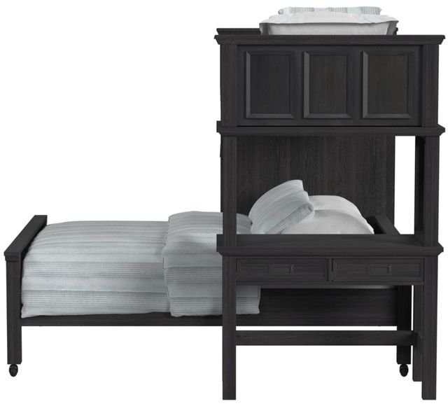 Elements International Hampton Kids Charcoal Youth Twin/Full Loft Bed with Staircase and Desk-3