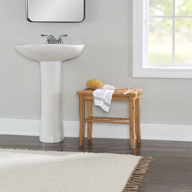 Linon Bracken Natural Bamboo Accent Stool-1