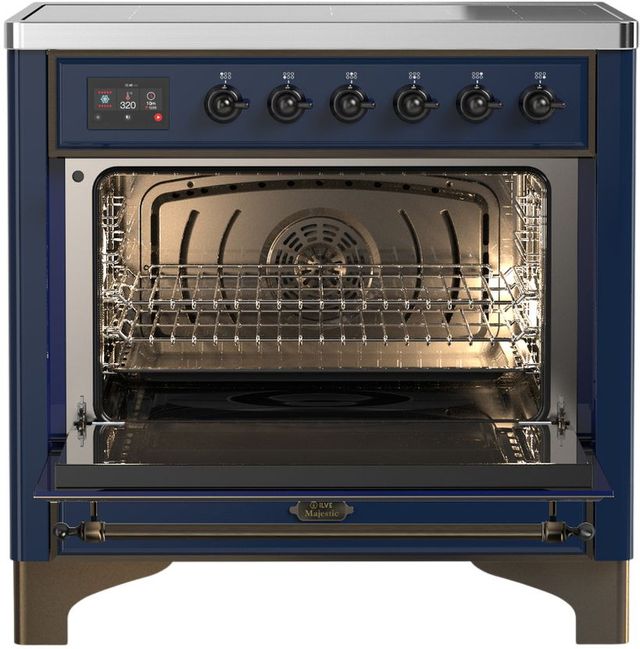 Ilve® Majestic III 36" Midnight Blue Pro Style Induction Range with Triple Glass Door and Burnished Trim-1