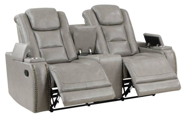 New Classic® Home Furnishings Breckenridge Light Gray Dual Manual Reclining Loveseat-3