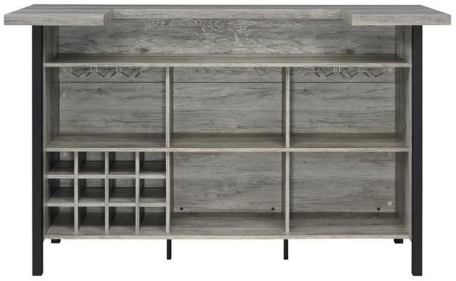 Coaster® Bellemore Grey Driftwood/Black Bar Unit with Footrest-3