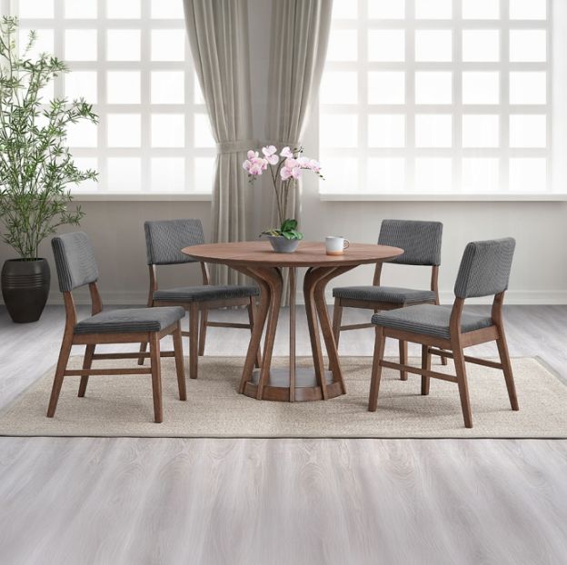 ACME Furniture Seda 2-Piece Gray/Walnut Upholstered Dining Side Chair Set-1
