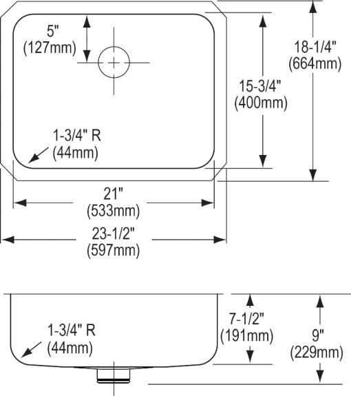 Elkay Lustertone® Classic Lustrous Satin 23-1/2" x 18-1/4" x 7-1/2" Single Bowl Undermount Sink with Perfect Drain®-3