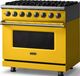 Viking® 5 Series 36" Daffodil Pro Style Dual Fuel (LP) Range with Brushed Brass Trim-3