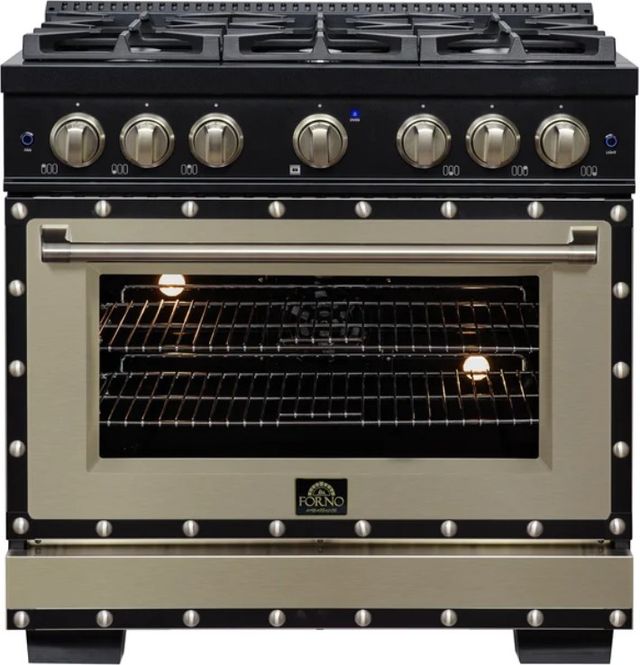 Forno Ambassador 36” Black Pro Style Dual Fuel Range with Copper Trim-0