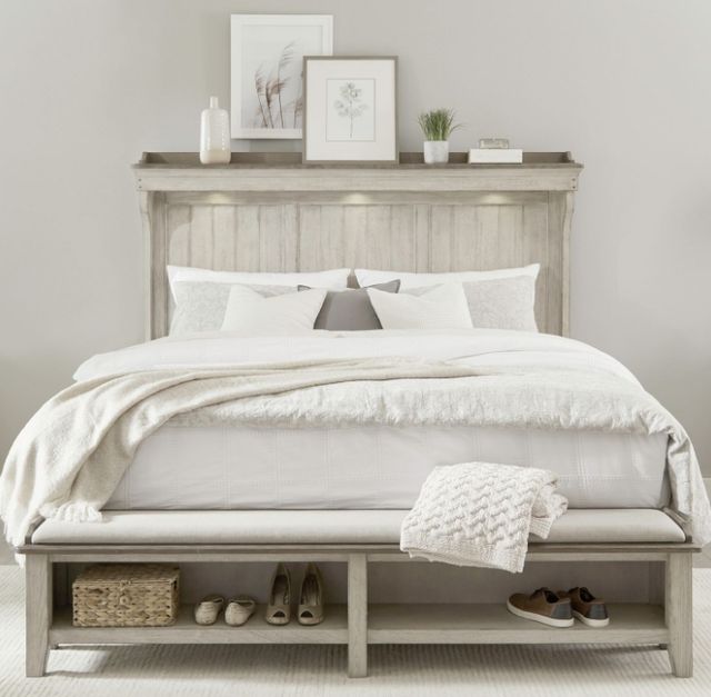 Liberty Furniture Ivy Hollow Dusty Taupe/Weathered Linen Queen Mantle Storage Panel Bed-1