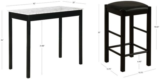 Linon Lance 3-Piece Black Tavern Set-2