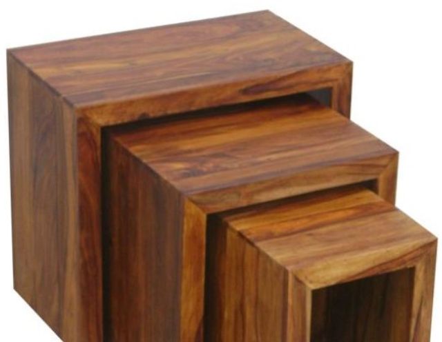 Jaipur Furniture Cube Brown Nesting Table-2
