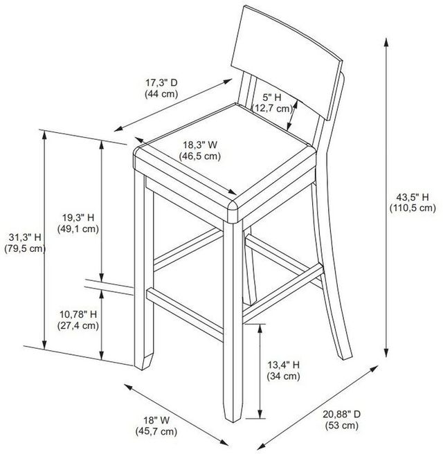 Linon Jordan Gray Wash Bar Stool-2