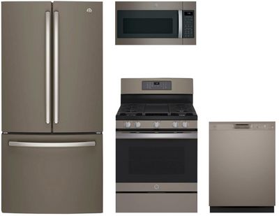 front view of the GE® 4 Piece Slate Kitchen Package
