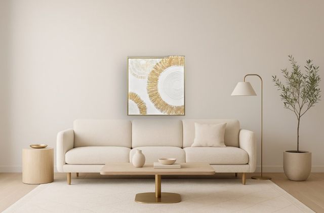 Classy Living Organic Golden Sunburst Luxe Texture Wall Art-1
