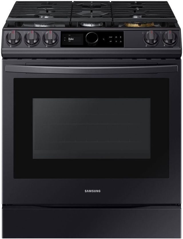 Samsung 30" Fingerprint Resistant Black Stainless Steel Front Control Slide-In Gas Range-0