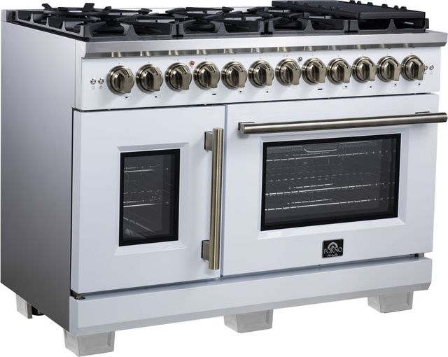 FORNO® Capriasca Series Alta Qualita 48" White Pro Style Dual Fuel Range-1