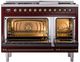Ilve® Nostalgie II Noblesse 48'' Burgundy Pro Style Dual Fuel Range with Burnished Trim-1