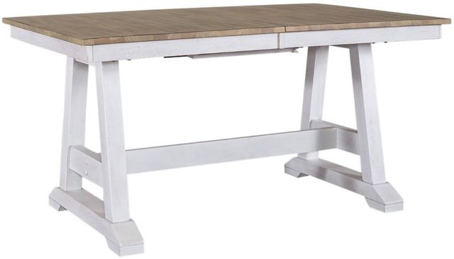 Liberty Furniture Lindsey Farm Sandstone Trestle Table with Weathered White Base-0