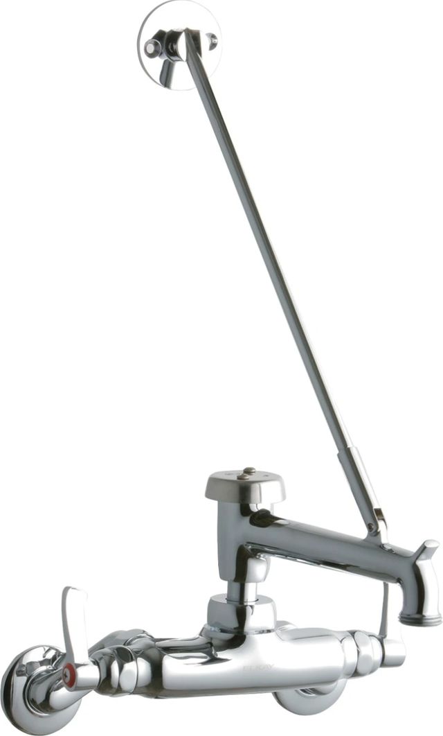 Elkay Chrome Service/Utility Single Hole Wall Mount Faucet with 7" Bucket Hook Spout-0