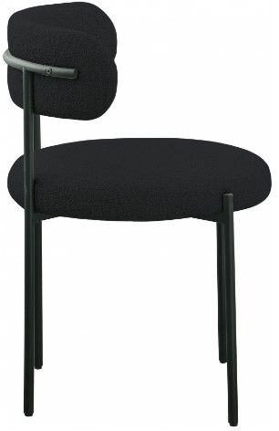 Meridian Furniture Beacon Black Boucle Upholstered Dining Chair-3