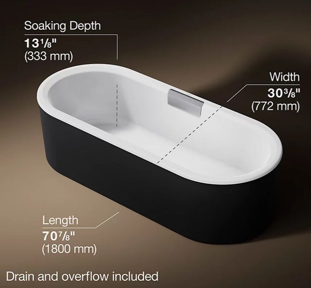 KOHLER® Volute® Black 70.88" x 30.38" Freestanding Bath with Shroud-3