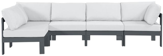 Meridian Furniture Nizuc 5-Piece Dark Gray/White Aluminum/Fabric 120" Outdoor Patio Modular Sectional-0