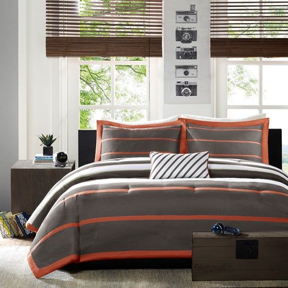 Olliix by Mi Zone Ashton Orange/Grey King/King California Comforter Set-1