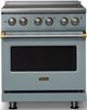 Viking® 5 Series 30" Novembery Sky Pro Style Electric Range with Brushed Brass Trim-0
