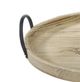 A & B Home 2-Piece Natural Brown Round Wooden Trays with Handles Set-1