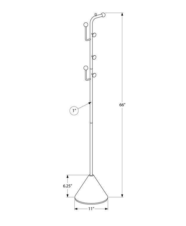 Monarch Specialties Inc. Satin Black 66" Metal 5-Hook Coat Rack-2