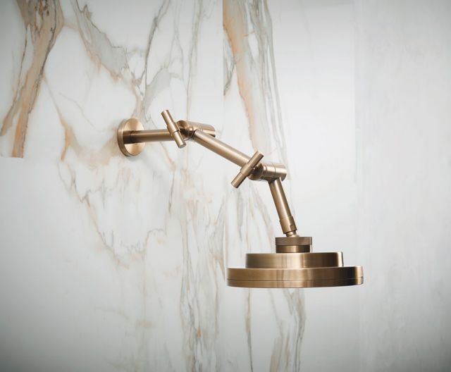 Brizo Essential™ Brilliance® Luxe Gold® Linear Round Jointed Wall Mount Shower Arm and Flange-3